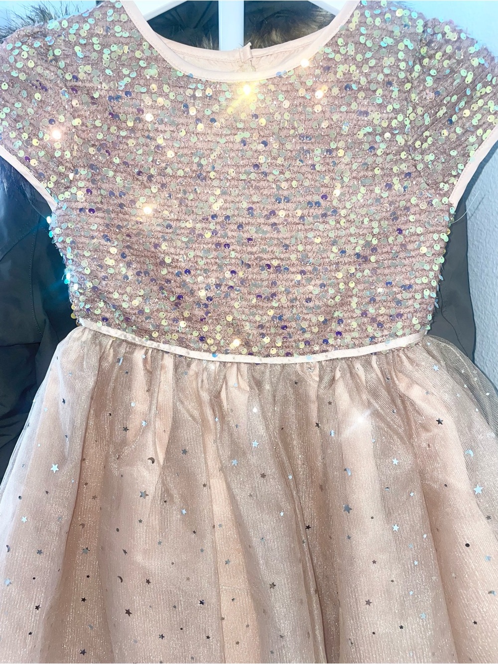 ✨ Girls Sparkle Sequin Tulle Party Dress - Rose Gold✨ Size 7